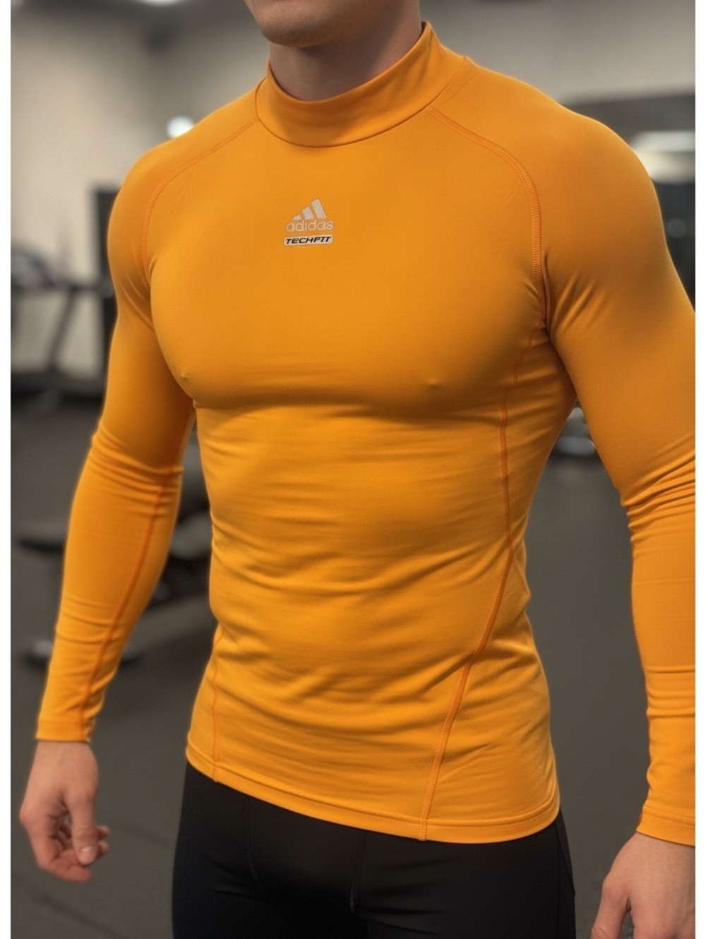 Adidas Techfit Long Sleeve Compression Shirt in Orange - Size M